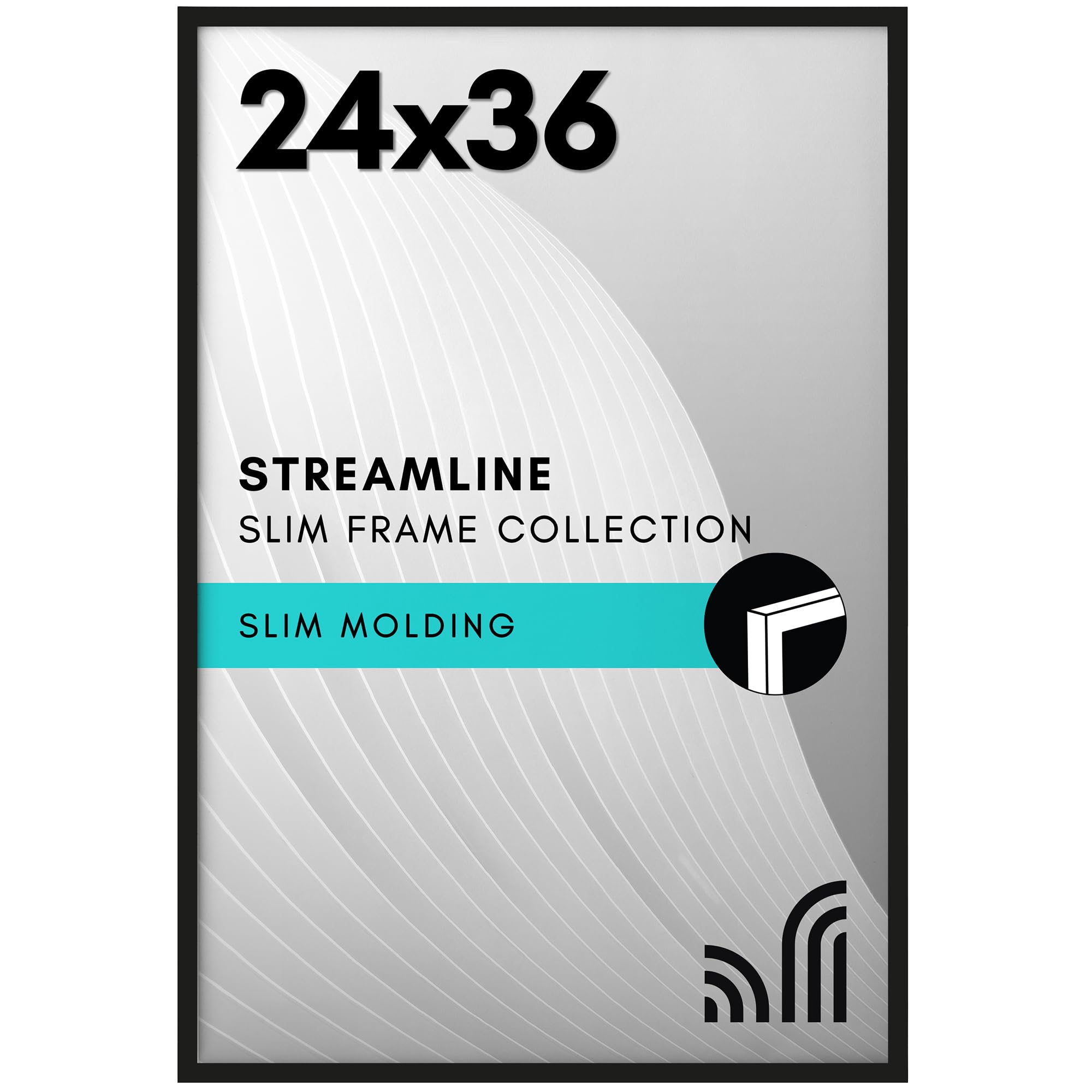 Photo 1 of **CORNER DAMAGE-SEE PICS**Americanflat 24x36 Poster Frame with Polished Plexiglass - Streamline Collection - Thin Border Picture Frame for Wall Display - Hanging Hardware Included - Black