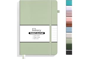 Annecy Lined Journal Notebook, Hardcover Leather Journal for Women & Men, 160 Numbered Pages, Medium 5.5" x 8.25", 100 GSM Thick Paper, Grey Green