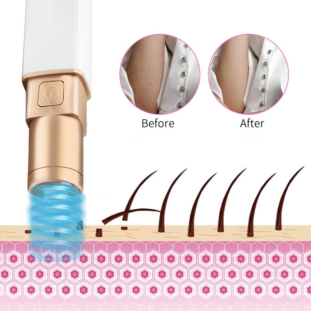 Elektrorasierer Damen, Ifecco elektrischer Haarentferner für Gesicht /Härchen/Kinnstoppel/Schnurrbart, Damenrasierer Haarentfernungsgerät mit 2 Ersatzscherköpfe