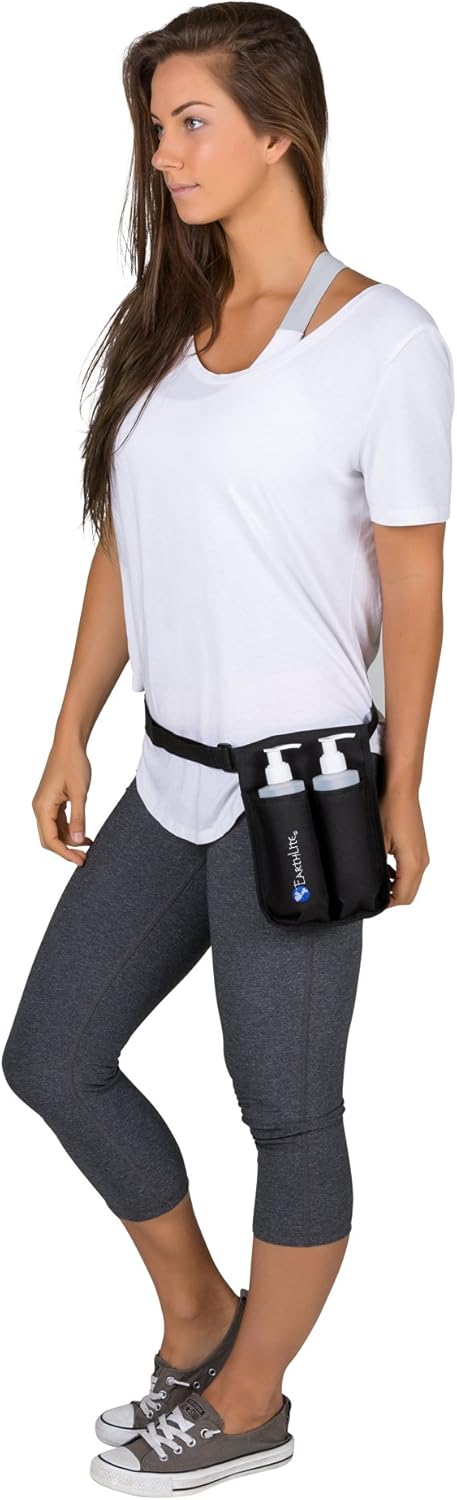 EARTHLITE Massage Bottle Holster Double Kit - Incl. 2 Bottles & Heavy Duty, Adjustable Double Holster for Massage Oil & Massage Lotion (2x 8oz): Health & Personal Care