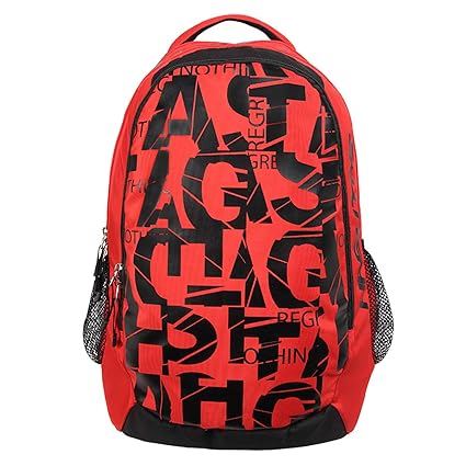 Hashtag Kranny Polyester Red Backpack with Rain Cover - Laptop Bag | College Bag | Travel Bag