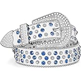 SUOSDEY Rhinestone Belt for Men Women Western Cowboy Cowgirl Bling Studded Leather Belt for Jeans Pants