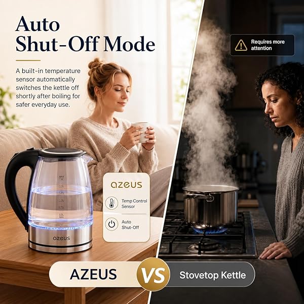 AZEUS 1.8L ELECTRIC KETTLE CX-817 – FAST BOIL, AUTO SHUT-OFF, BOIL-DRY PROTECTION, 360° SWIVEL BASE – STAINLESS STEEL WATER BOILER FOR TEA, COFFEE, AND HOT WATER