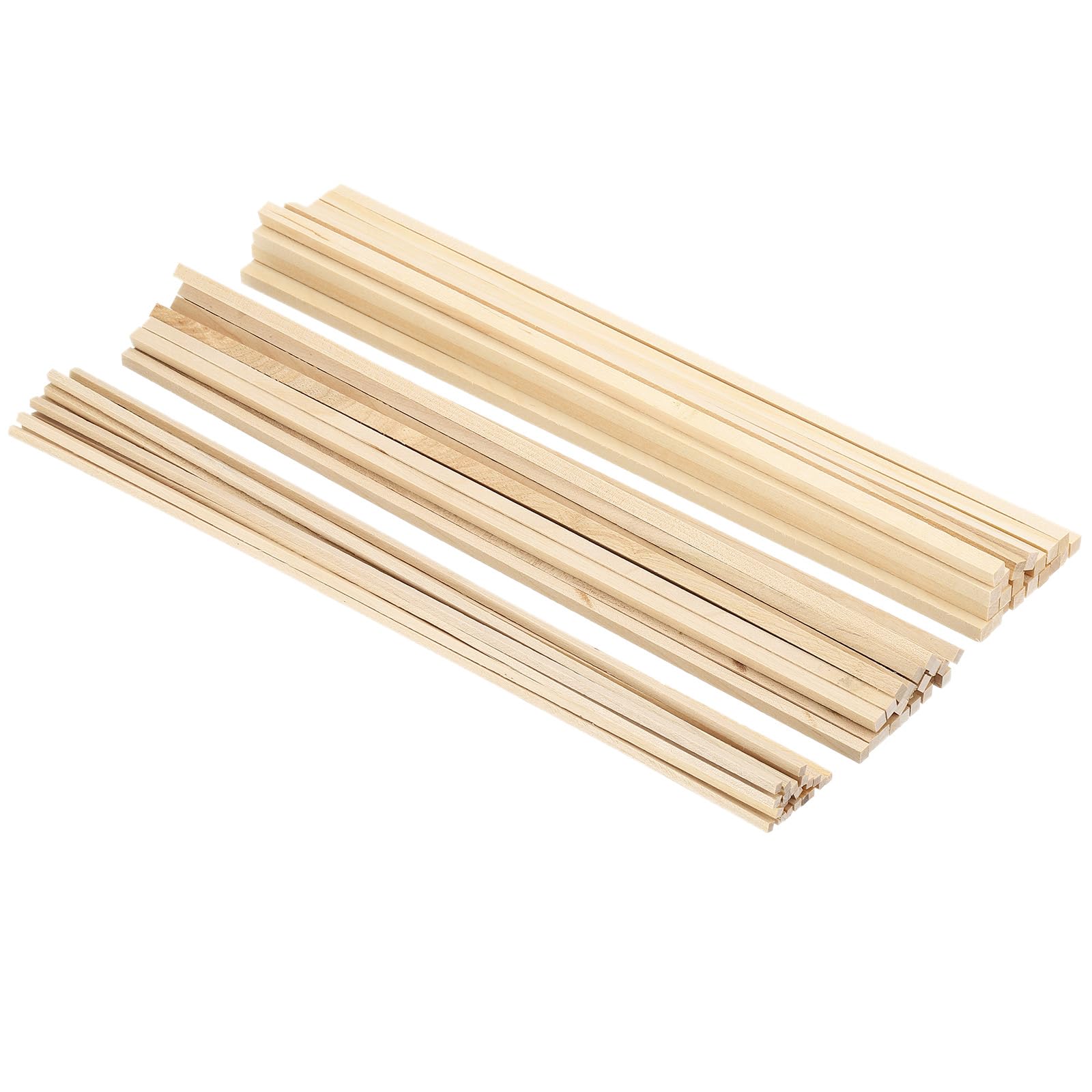 PATIKIL 60Pcs 12" Dowel Rods Wood Sticks Square Wooden Dowels 1/8" 3/16" 15/64"