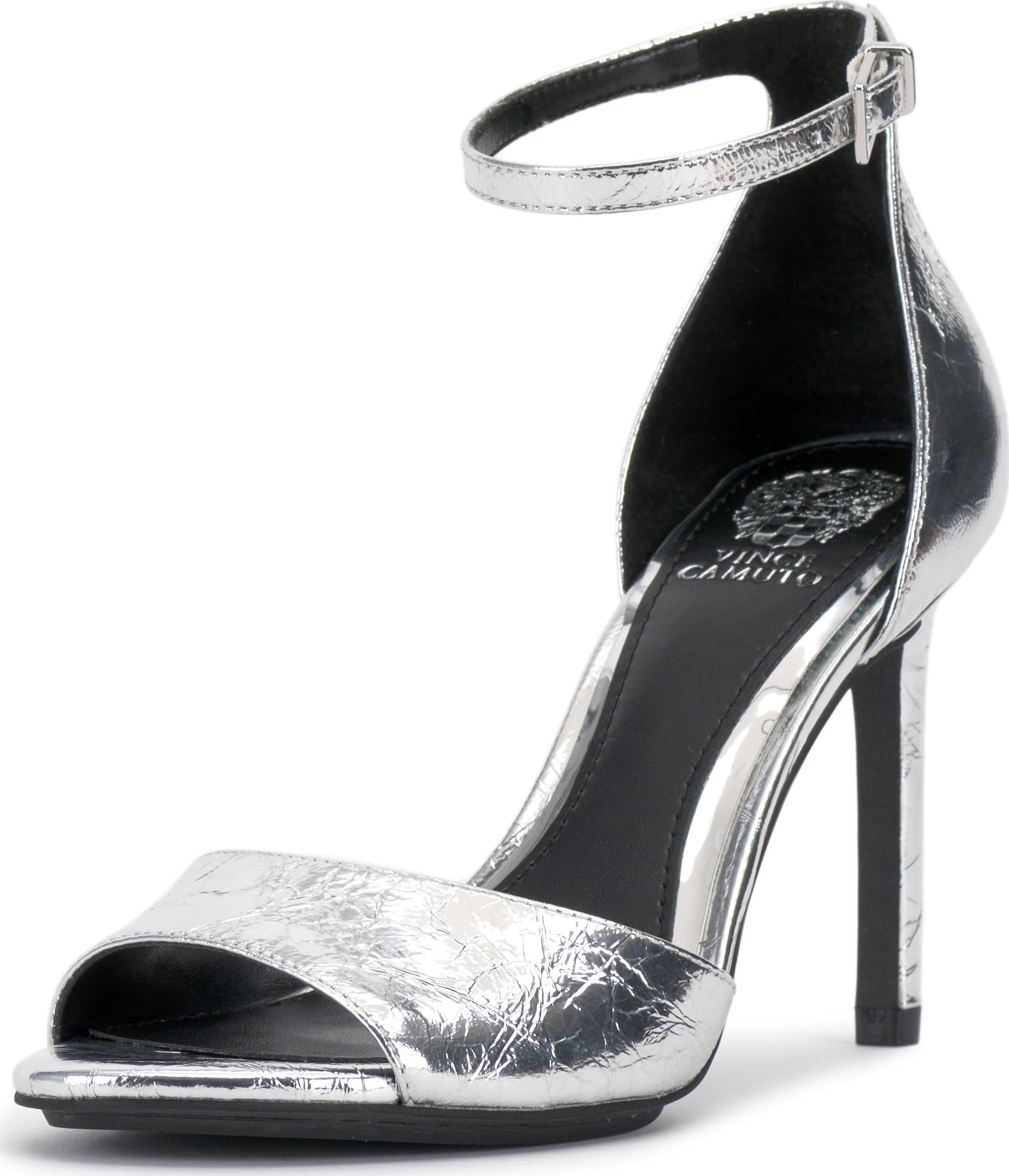 Vince Camuto Women’s Aliza Heeled Sandal, Silver, 6
