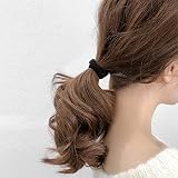 nuoshen 100 Pcs Hair Ties Cotton Elastic Band Bobbles for Thick Curly Hair Black view 7
