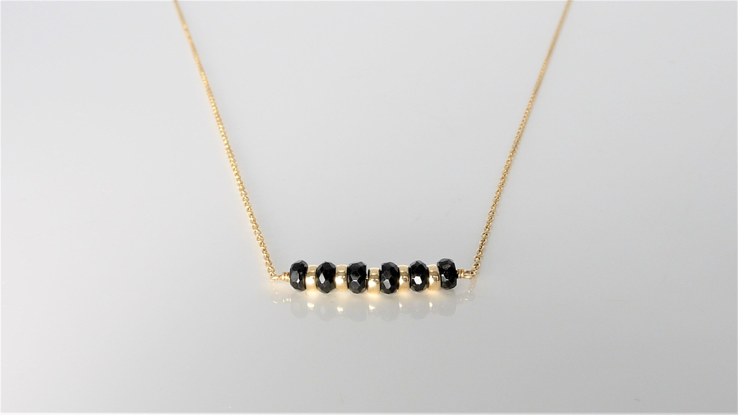 Black Spinel Bar Necklace - Any Length