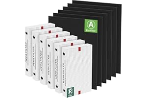 SAKEGDY 6 Pack HPA300 HEPA Filter Replacement Kit Compatible with Honeywell Air Purifier HPA300 /HPA304 /HPA8350 / HPA3300b /