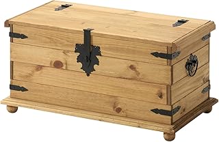 IDIMEX Mexico Möbel Truhe Tequila, Kiefer massiv gewachst und gebeizt mit Metallbeschlägen