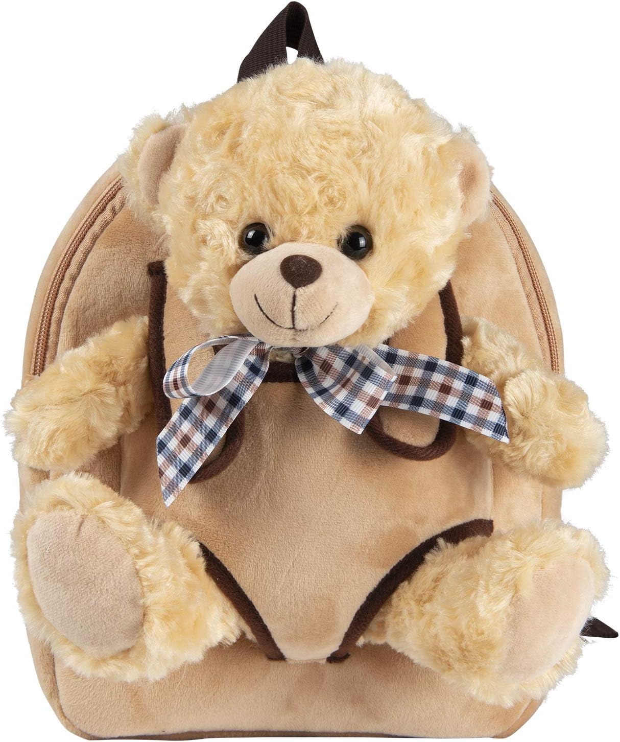 PERLETTI Plush Teddy Bear Backpack for Kids with Fluffy Stuffed Puppet