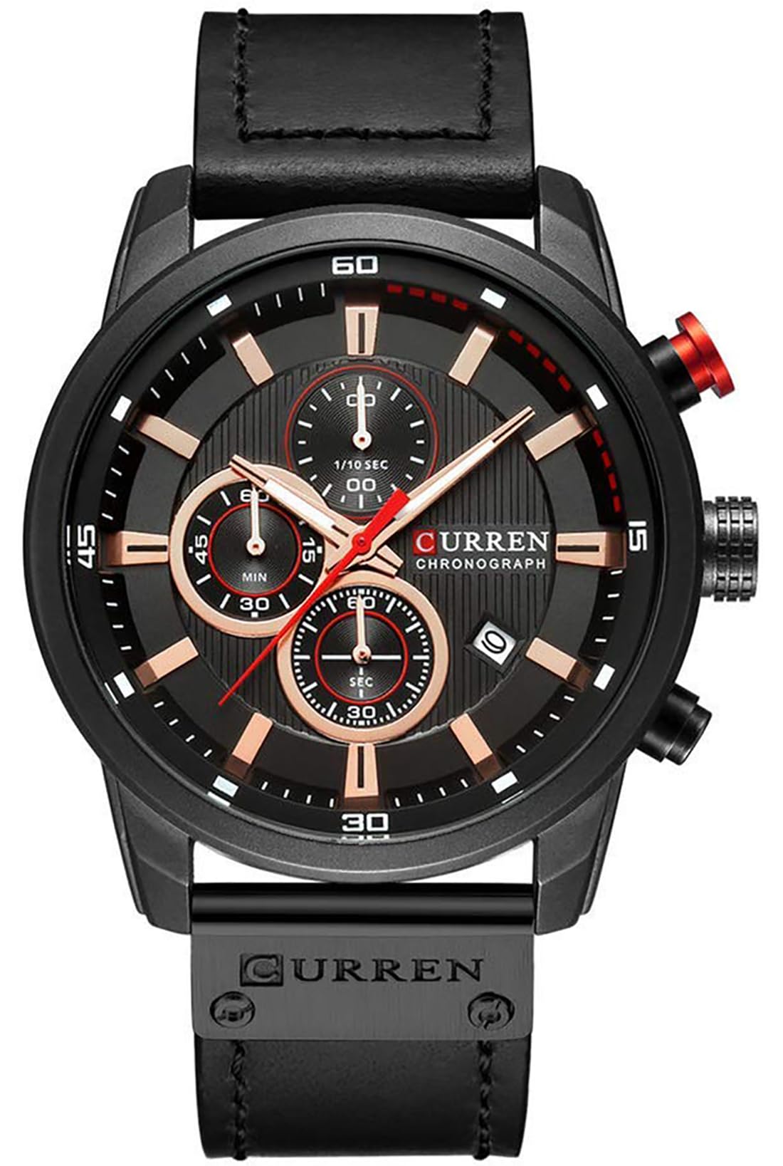 MASTOP Men Chronograph Sport Watches Brown Leather Strap Quartz Watch Business Casual Wrist Watch for Men, A Black Black, Business