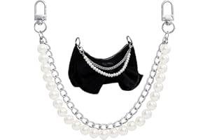 Mxxipp Pearl Purse Chains, Stainless Steel Double Chain Bag Charm, Bag Straps Short Handle Replacement Charms Accessories for Handbag Messenger Bags Wallets- Silver