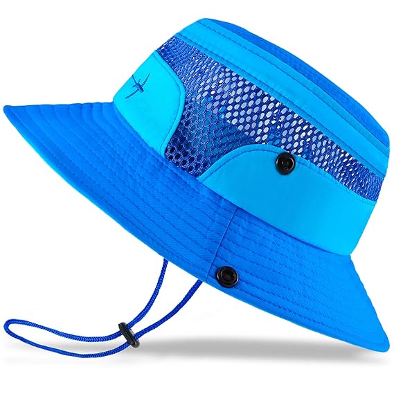 Buy Baby Sun Hat Toddler Sun Hat Kids Breathable Bucket Sun Protection Hat Adjustable Stay On Chin Strap Summer Play Blue 2 4 Years 20 5 At Amazon In