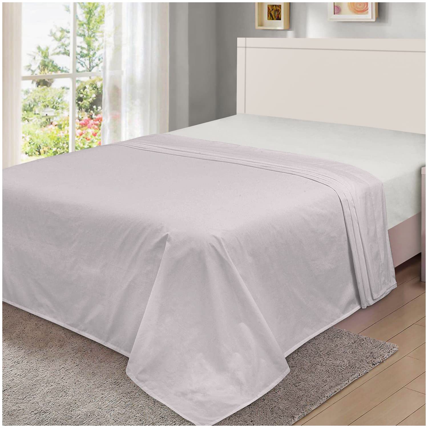 GC GAVENO CAVAILIA Luxury Polycotton Fitted, Easy Care Flat Sheets, Soft & Cosy Bedsheet OR Pillowcases, Linen, Grey, King