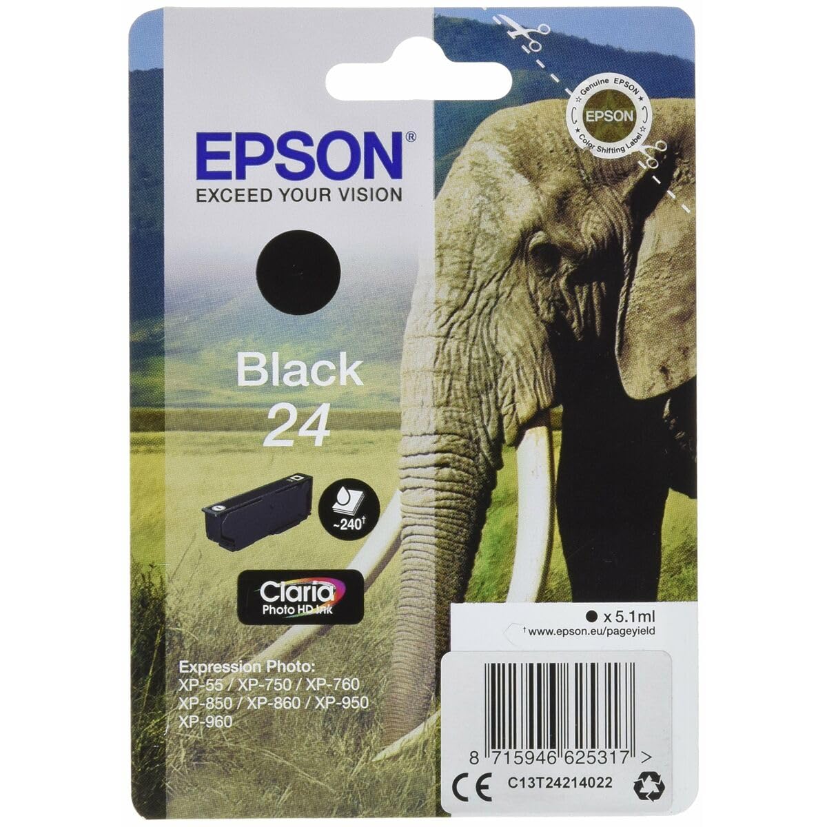 EPSON Elephant Ink Cartridge for Expression Photo XP-960 Series - Black