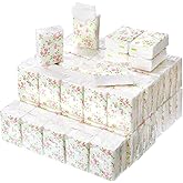 Geyee 100 Pcs Floral Travel Tissue Packs Small Personal Facial Pocket Tissues 3 Ply Cute Flower Individual Packs for Wedding Party Favors