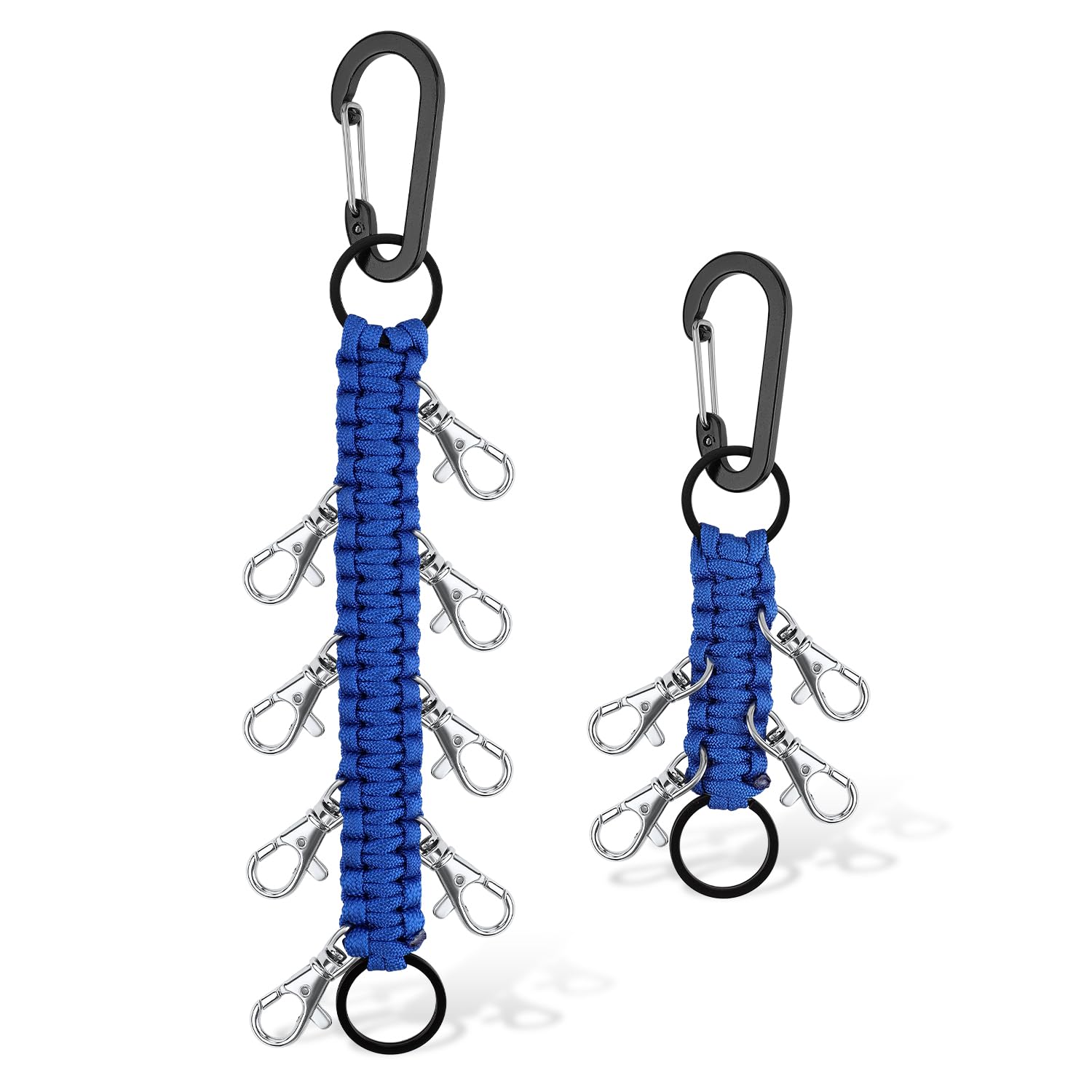 KINBOM 2pcs Bow Holder for Backpack, Large & Small Multifunctional Cheer Bow Holder Paracord Keychain Holder for Teen Girls High School College Sports (Blue)