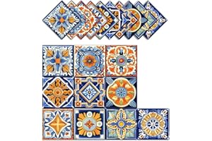 ArtisanAura Peel and Stick Moroccan Tile Stickers, Waterproof Backsplash for Kitchen & Bathroom, Self-Adhesive Removable Talavera Boho Wall Decals for Home Decor (4x4 Inch, 10 PCS)