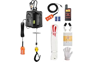 SPPRVINE 3 in 1 Electric Hoist Winch, 2200 lbs Manual/Wired/Wireless Remote Control,110/120V Electric Winch with Wide Opening/Double Hooks, 30ft Lifting Height, for Garage, Factory, Warehouse, Balcony