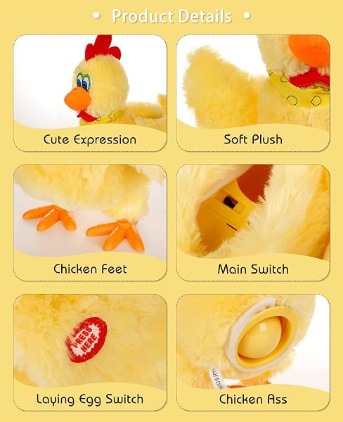 VEMEE CHICKEN LAYING EGG TOYS – ELECTRIC PLUSH CHICKEN WITH SOUND MUSIC FOR BOYS & GIRLS
