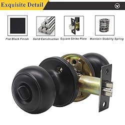 Probrico Black Entry Door Knob with Lock, Keyed