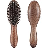 BESTOOL Hair Brush,Natural Walnut Wood & Boar Bristle Hair Brushes for Women Men and Kids to Enhance Shine and Texture,Slick Back Hairbrush for Thin,Fine and Medium Hair