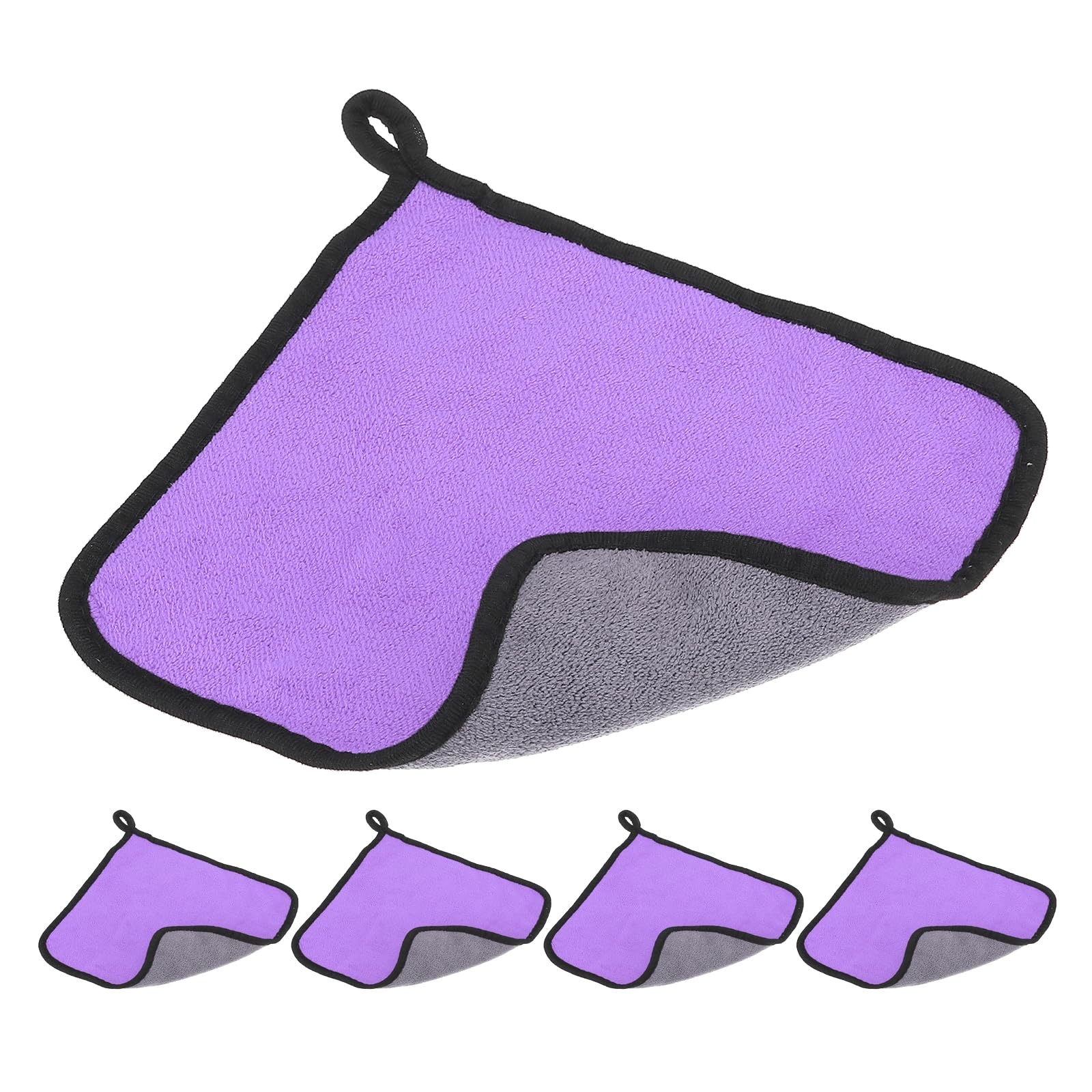 PATIKIL 9.84x9.84 Inch Billiard Cue Towel, Pool Cue Cleaner Shaft Cloth Coral Fleece for Snooker Pole Pool Table Cue Accessories, Purple Grey