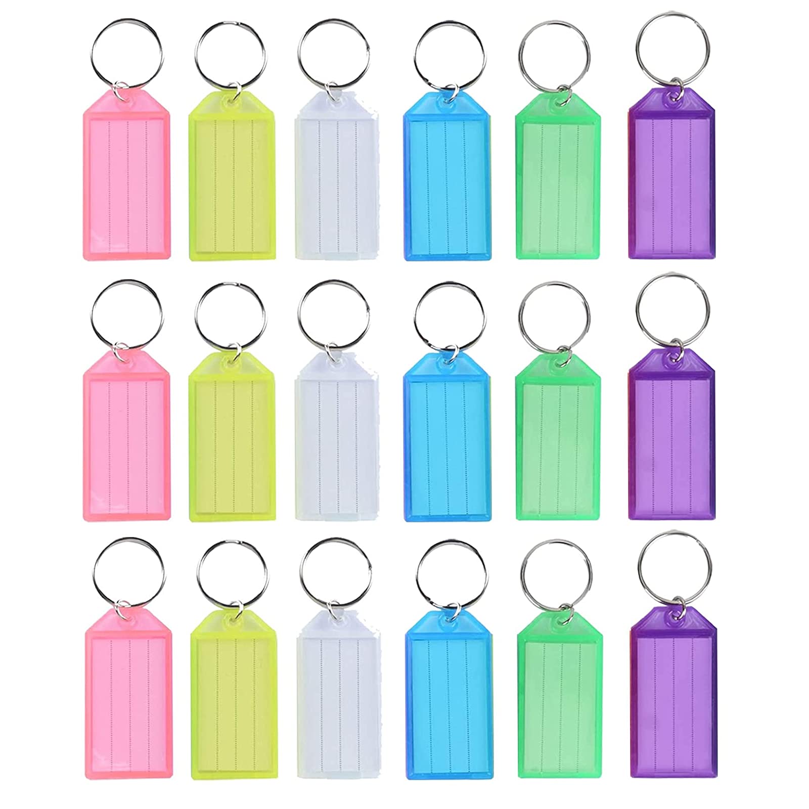 Assorted Colours Large Key Fobs ID Label Identify Keychain Key Ring Plastic Name Luggage Keys Home Shop Key Tag Click Tags (50 Pieces)