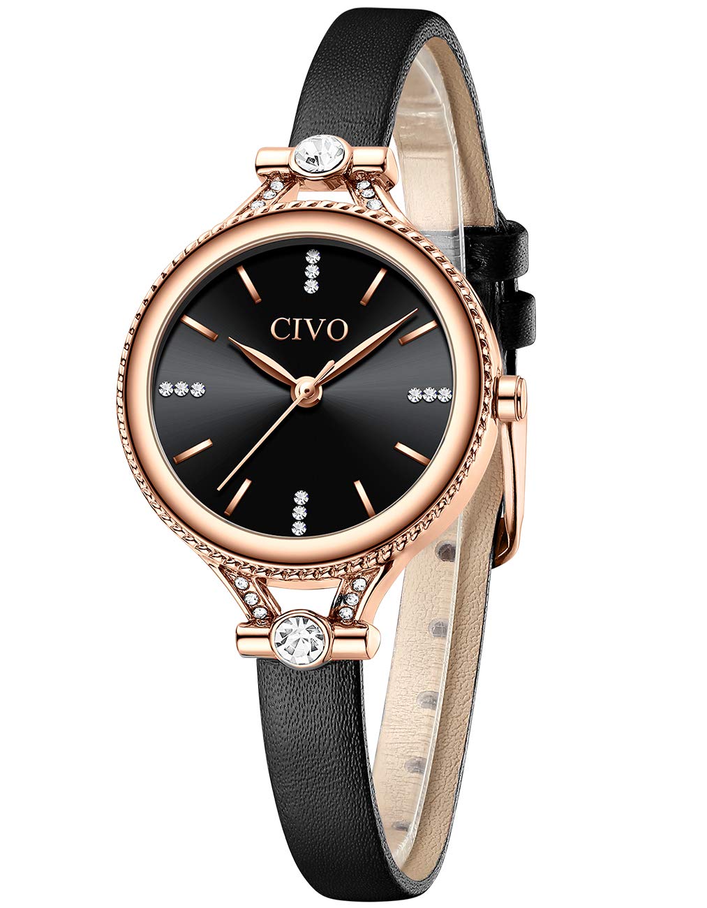 CIVO Watches Women Analogue Slim Ultra Minimalist Black Waterproof Elegant Classic Dress Casual Wrist Watches for Ladies Girls