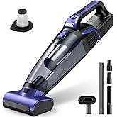 Pet Hair Handheld Vacuum Cordless: 20000PA High Power Car Vacuum with Motorized Brush and LED Light, Rechargeable Hand Held Vacuum Cleaner with Reusable Filter for Car, Home, Office & Pet, Purple