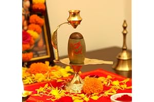 eSplanade Narmadeshwar Shiva Lingam Shiv Ling with Brass Water Pitcher and Trishul - 5.25" Inches