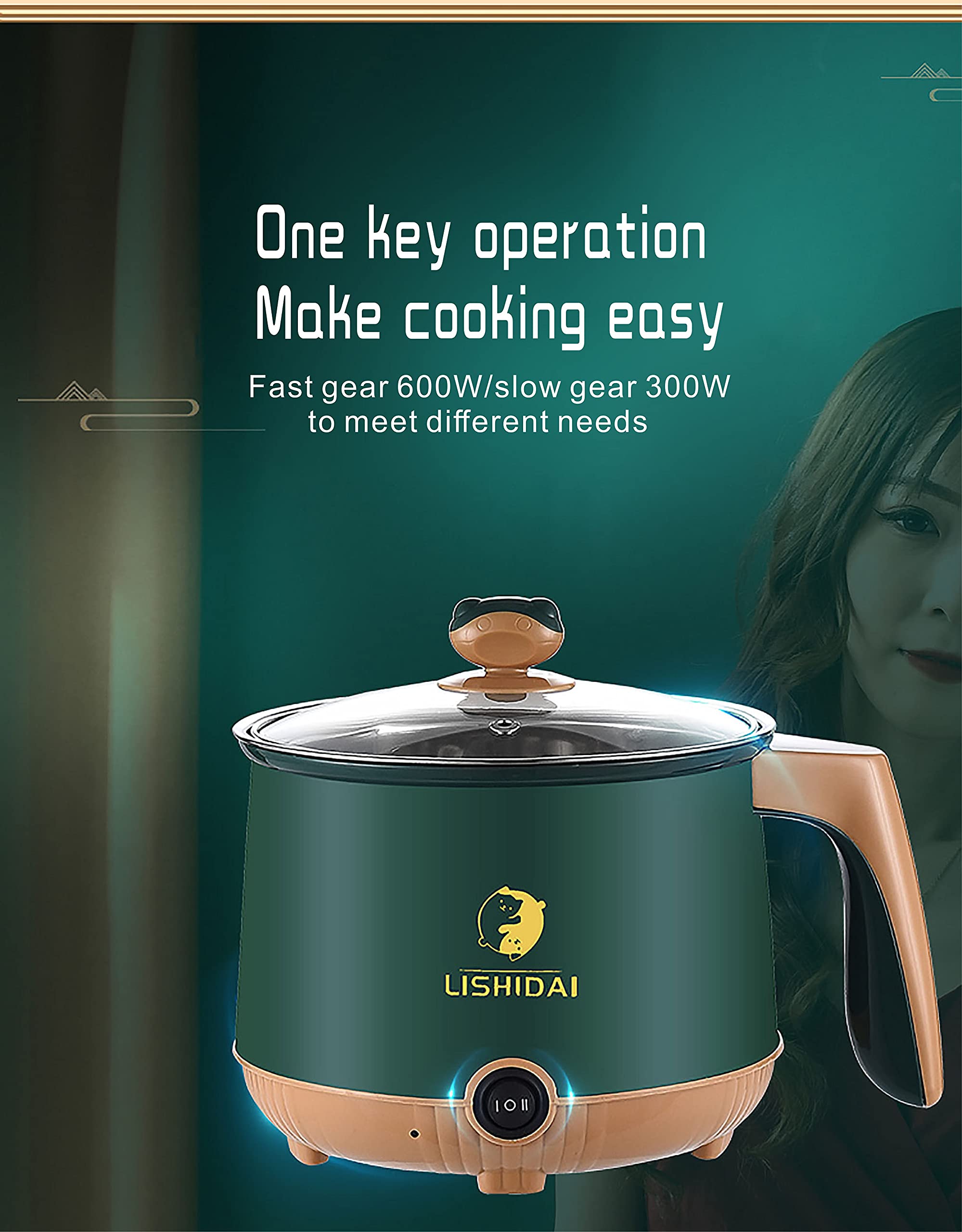 Wilzoe Electric Hot Pot,Mini Hot Pot,Electric Noodle Pot,Electric Pot,Ramen Cooker,Electric Noodle Cooker,Multi-Functional Small Non-Stick Pot for Noodles,Pasta,Dumplings,Soup,Porridge,1.8L(Blue)
