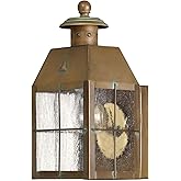 Hinkley Nantucket Single Light Outdoor Wall Mount Lantern, Brass Material, Clear Seedy Glass Panels, New England Design, Natu