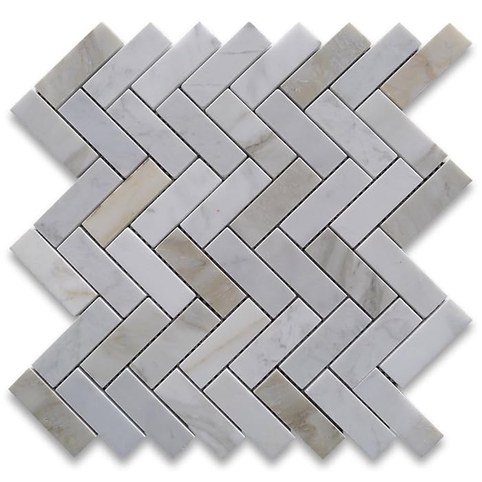 Buy Stone Center Online Calacatta Gold Marble 1x3 Herringbone Mosaic