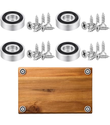 Lot De 8 Pieds De Planche à Découper En Laiton (3cm) Avec Patins Silicone Antidérapants – Vis Inox Incluses – Dorés