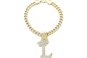 BA UNIQUE FASHION Initial Letter Cuban Chain Dog Chain Pet Chain Pet, Cat, Puppy Necklace (L, 22")