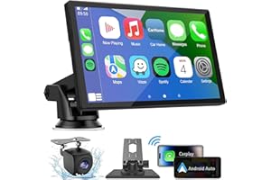 Hieha Wireless Carplay Screen for Car, 7" HD Portable Touchscreen Car Stereo with Apple CarPlay & Android Auto,Mirror Link,Backup Camera,Bluetooth,GPS Navigation,AUX for All Vehicles
