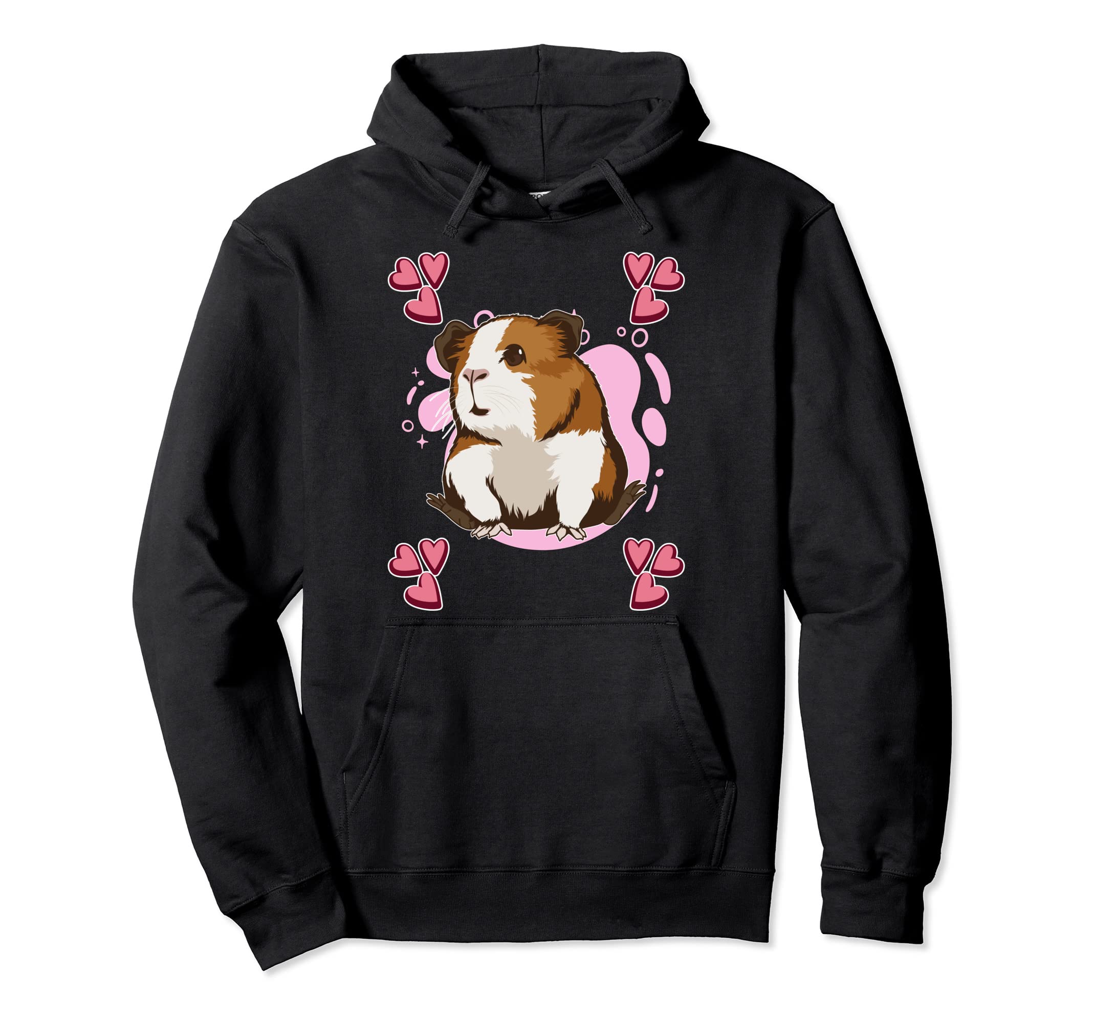 Cavy Pink Heart Design Guinea Pig Pullover Hoodie
