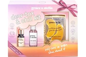 grace & stella Award-Winning Skin Care Set - Birthday Gifts for Women - Travel Essentials with Gold Eye Masks, Hyaluronic Aci