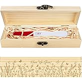 CHGCRAFT Pregnancy Test Keepsake Box Wildflowers Plants Wooden Pregnancy Announcement Gifts Box with Raffia Ribbon and Lock Announcement Gifts for Dad Husband, 8x2x1.2 inch