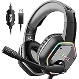 EKSA E1000 USB Gaming Headset for PC - Computer Headphones with Microphone/Mic Noise Cancelling, 7.1 Surround Sound Wired Hea