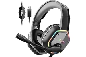 EKSA E1000 USB Gaming Headset for PC - Computer Headphones with Microphone/Mic Noise Cancelling, 7.1 Surround Sound Wired Hea