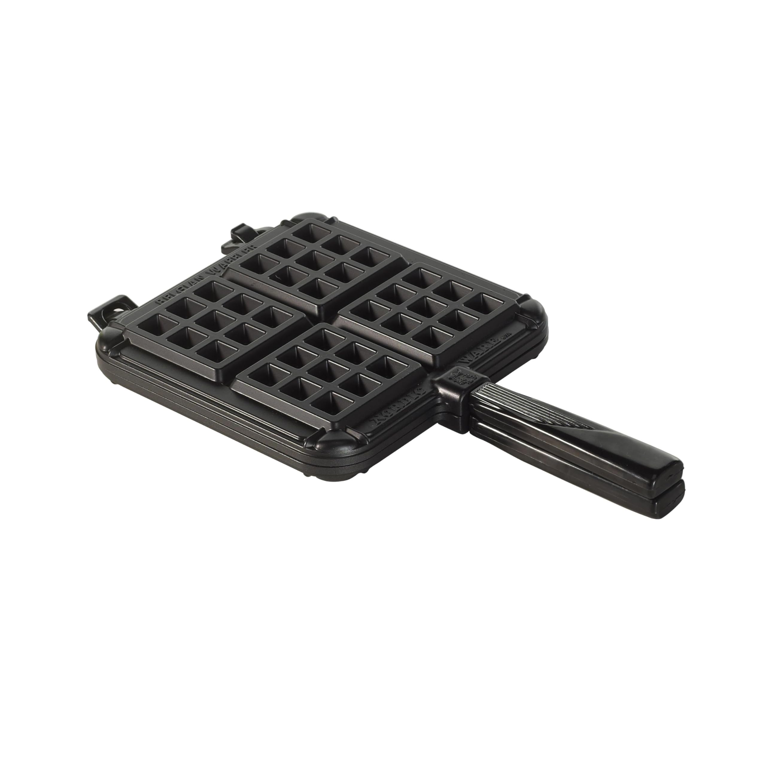 Nordic Ware Stovetop Belgian Waffle Maker, Cast Aluminium Waffle Iron, Mould for Belgian Waffles Made in The USA, Colour: Black