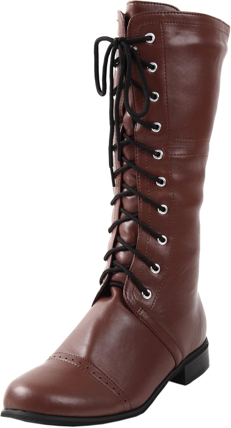 Amazon レースアップ 編み上げブーツ ダークブラウン ミドル ハーフ丈 検索 ダンスブーツ ノーブランド品 ブーツ ブーティ