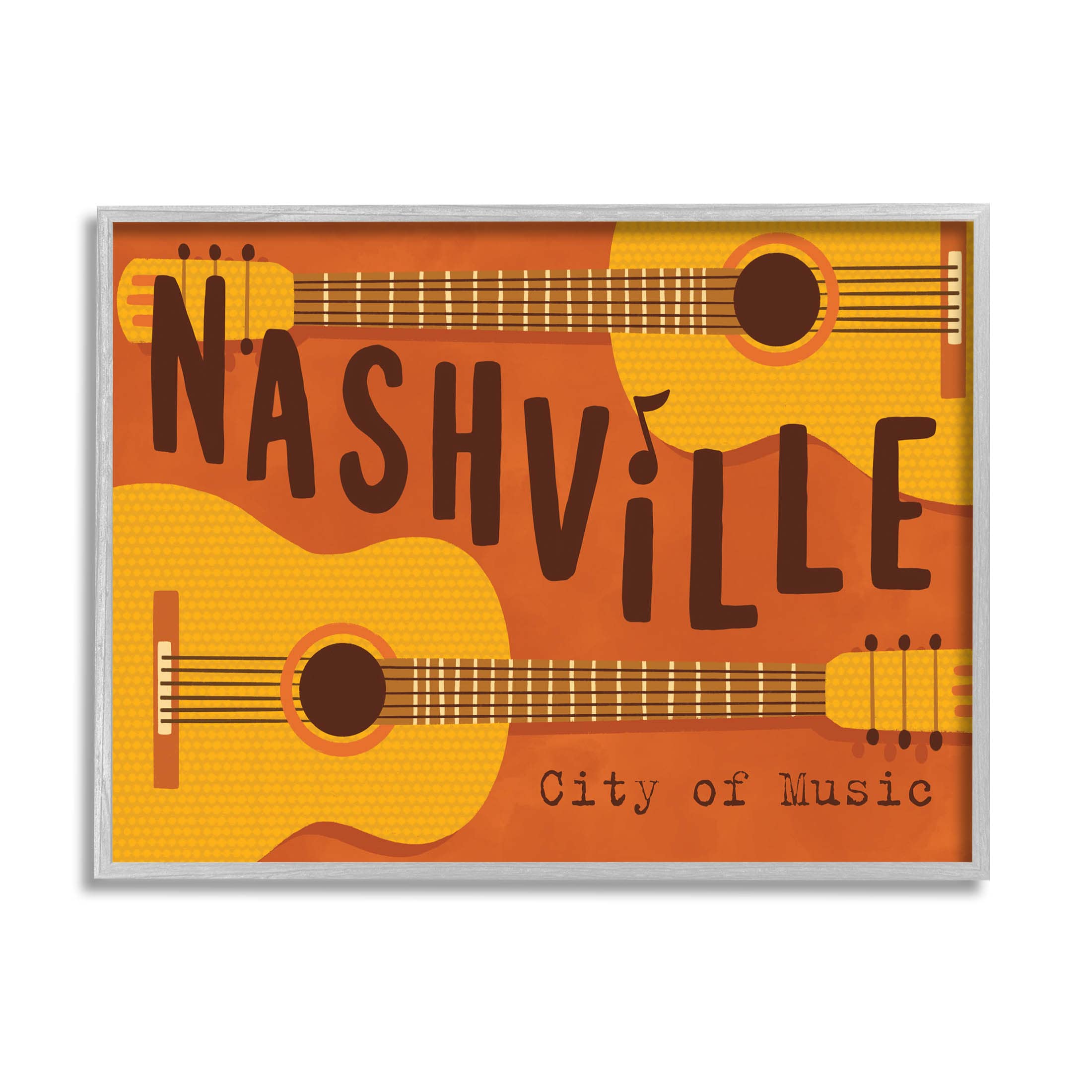 Stupell Industries Nashville City of Music Guitars Giclee Framed Wall Art, Design by Nina Seven