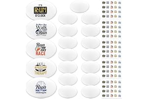Gilprop 20 Pcs Running Bib Clips with 20 DIY Stickers Bib Snaps for Runners Number Buckle Fixing Safety Lock Race Clips Marathon Number Holder Triathlon Race Bib Holder for Field Event (Sporty)