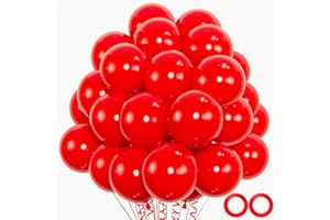 OWPFJG 100pcs Red Balloons, 12 inch Red Latex Party Balloons Helium Quality for Like Birthday Party,Wedding, Anniversary, Christmas or Vanlentine's Party Decoration (with Red Ribbon)…