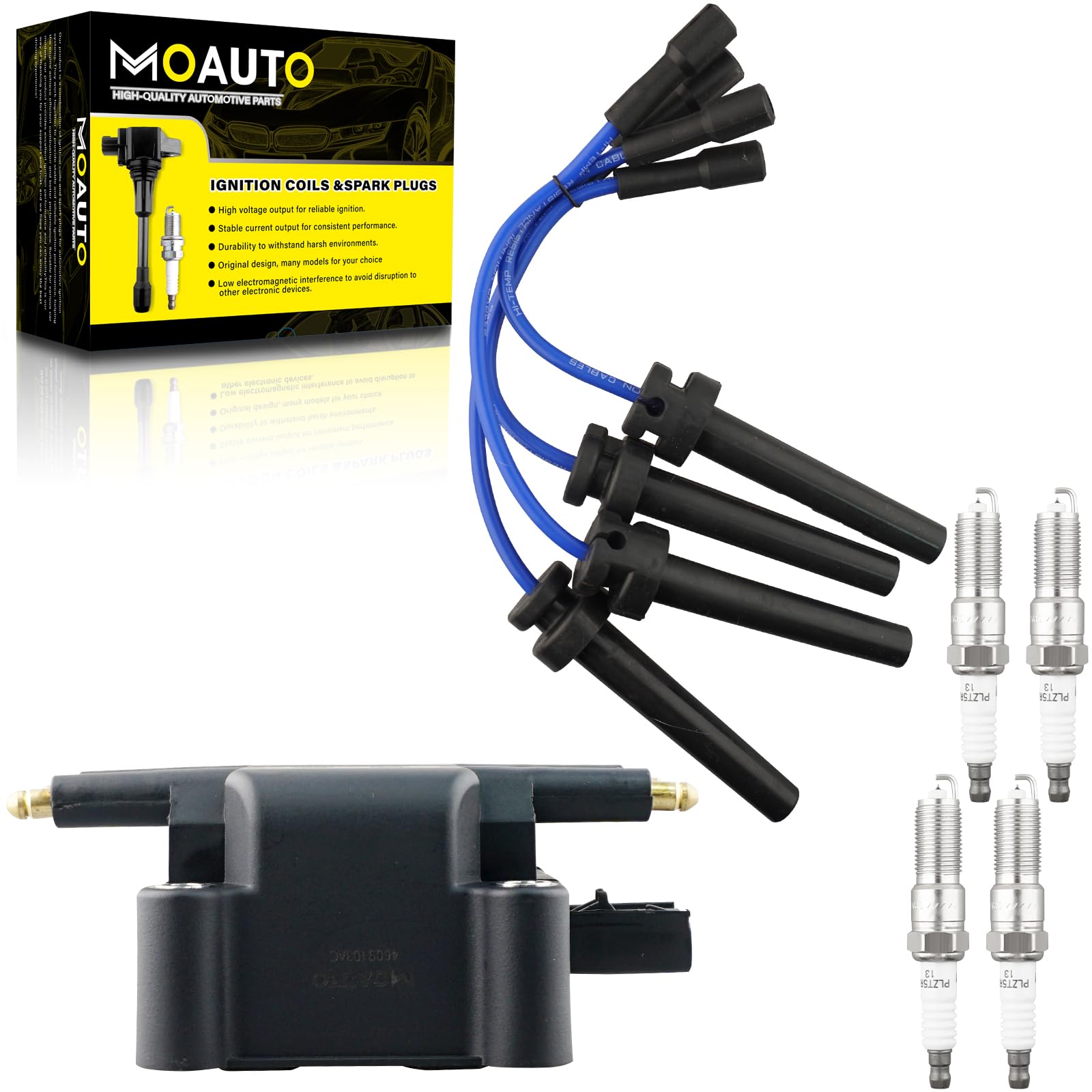 Photo 1 of MOAUTO Set of 1 Ignition Coils Pack UF403 4609103AC & 4 PCS Iridium Spark Plugs with Wire Set Compatible with Dodge SX 2.0 2003-2005 2.0L Chrysler PT Cruiser 2003-2009 2.4L