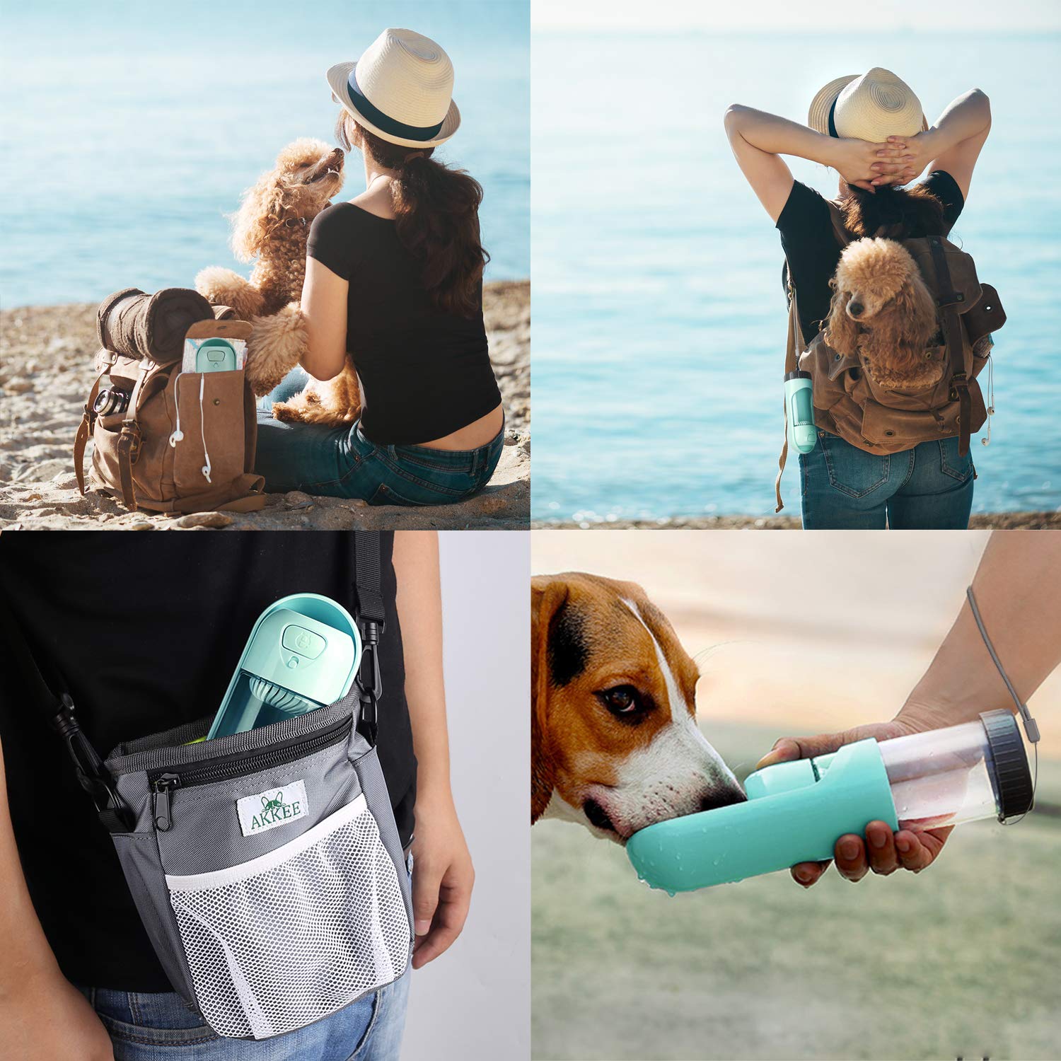 Dog Water Bottle, Leak Proof Drinking Bottle with Activated Carbon Filter, Portable Pet Travel Water Drink Cup Collapsible Water Dispenser Feeder, Safe and Durable for Small Cat Large Dog Outdoor