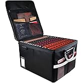 TOMKID Fireproof Document Box, Fireproof File Box with Lids, Important Document Organizer Box with Lock, Portable File Folder Organizer with Handle